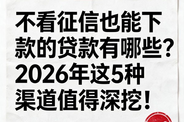 不看征信也能下款的贷款有哪些？2026年这5种渠道值得深挖！