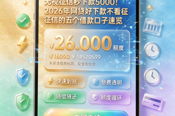 无视征信秒下款5000!2026年网贷好下款不看征信的五个借款口子速览