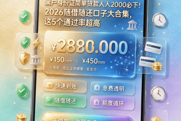 黑户身份证简单贷款人人2000必下!2026随借随还口子大合集,这5个通过率超高