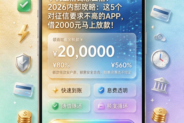 手机上借钱怎么借?2026内部攻略:这5个对征信要求不高的APP,借2000元马上放款!
