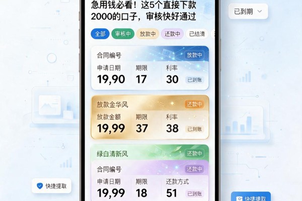 急用钱必看!这5个直接下款2000的口子,审核快好通过