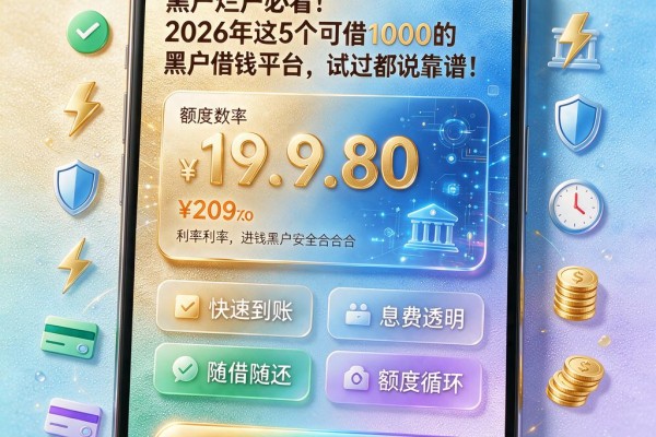 黑户烂户必看!2026年这5个可借1000的黑户借钱平台,试过都说靠谱