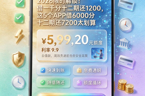 2026限时解锁!借一千分十二期还1200,这5个APP借6000分十二期还7200太划算