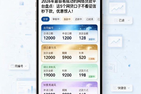 2026年最容易成功的网络贷款平台盘点：这5个网贷口子不看征信秒下款，优惠惊人！