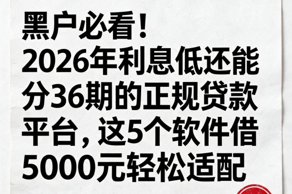 黑户必看!2026年利息低还能分36期的正规贷款平台,这5个软件借5000元轻松适配