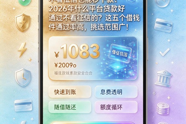 不看征信也能秒下款！2026年什么平台贷款好通过不看征信的？这五个借钱软件通过率高，挑选范围广！