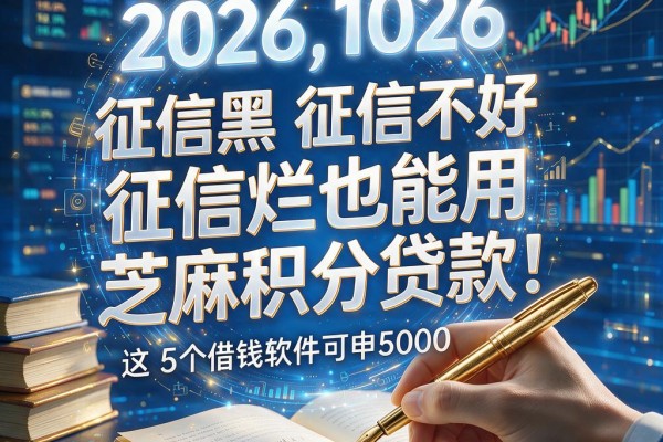 征信黑、征信不好、征信烂也能用芝麻积分贷款！这5个借钱软件可申5000，2026领先收藏