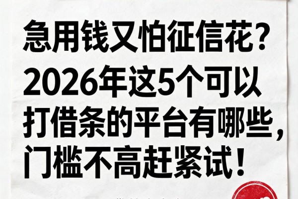 急用钱又怕征信花?2026年这5个可以打借条的平台有哪些,门槛不高赶紧试!
