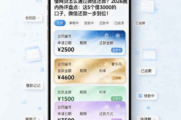 借网贷怎么通过微信还款？2026圈内热评盘点：这5个借3000的口子，微信还款一步到位！