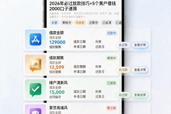 黑户微信可以借钱公众号盘点!2026年必过放款技巧+5个黑户借钱2000口子速筛