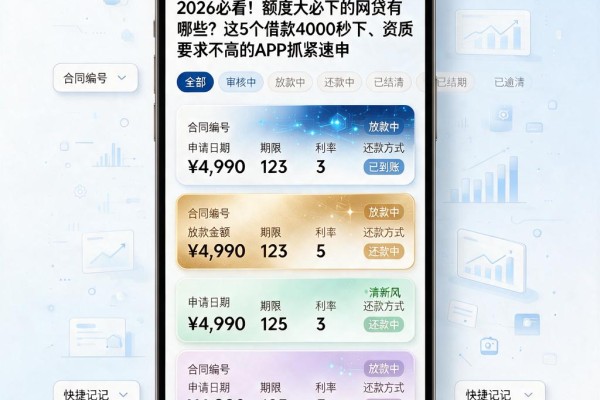 2026必看!额度大必下的网贷有哪些?这5个借款4000秒下、资质要求不高的APP抓紧速申