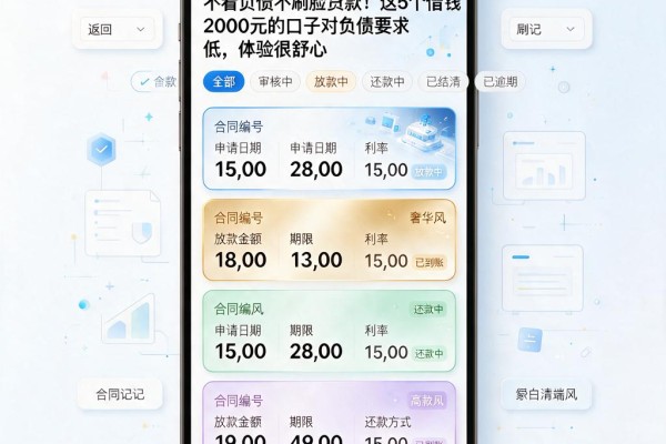 不看负债不刷脸贷款!这5个借钱2000元的口子对负债要求低,体验很舒心