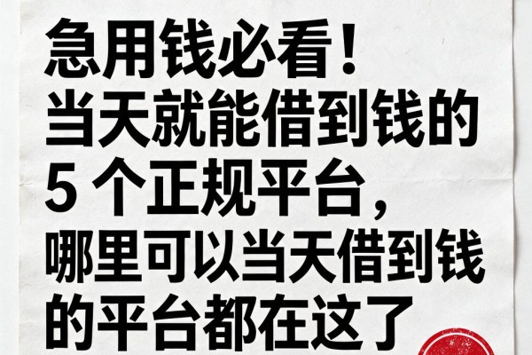 急用钱必看!当天就能借到钱的5个正规平台,哪里可以当天借到钱的平台都在这了