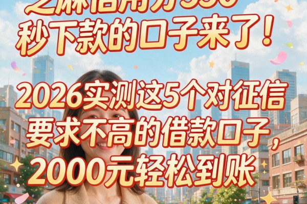 芝麻信用分550秒下款的口子来了！2026实测这5个对征信要求不高的借款口子，2000元轻松到账
