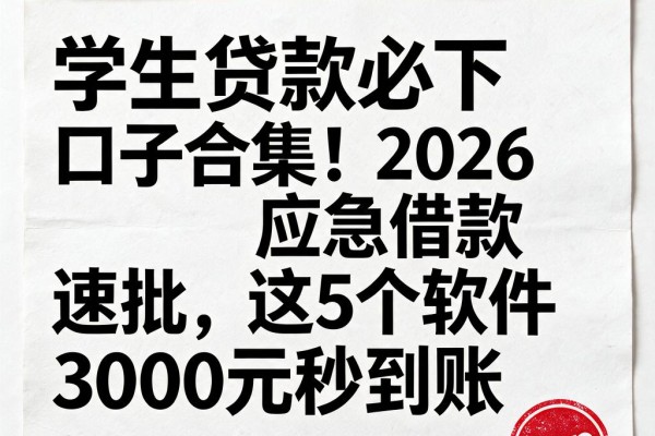学生贷款必下口子合集!2026应急借款速批,这5个软件3000元秒到账
