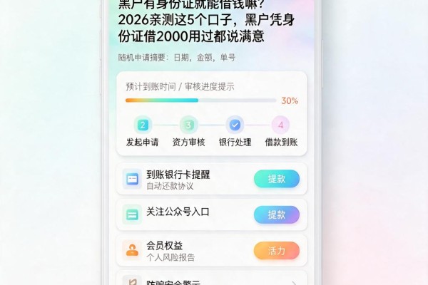黑户有身份证就能借钱嘛?2026亲测这5个口子,黑户凭身份证借2000用过都说满意