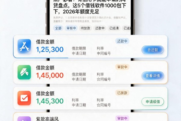 黑户必看！有信用卡就能申请的网贷盘点，这5个借钱软件1000包下，2026年额度充足