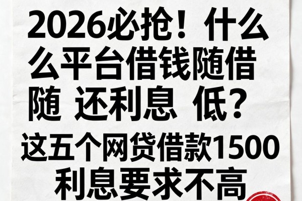 2026必抢！什么平台借钱随借随还利息低一点？这五个网贷借款1500利息要求不高