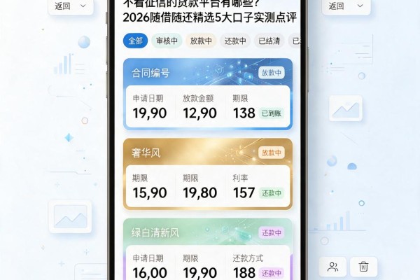 不看征信的贷款平台有哪些？2026随借随还精选5大口子实测点评