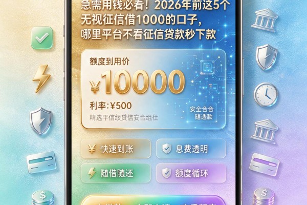急需用钱必看!2026年前这5个无视征信借1000的口子,哪里平台不看征信贷款秒下款