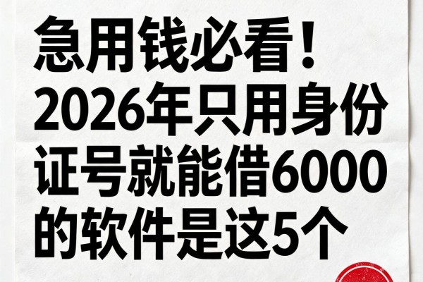 急用钱必看!2026年只用身份证号就能借6000的软件是这5个