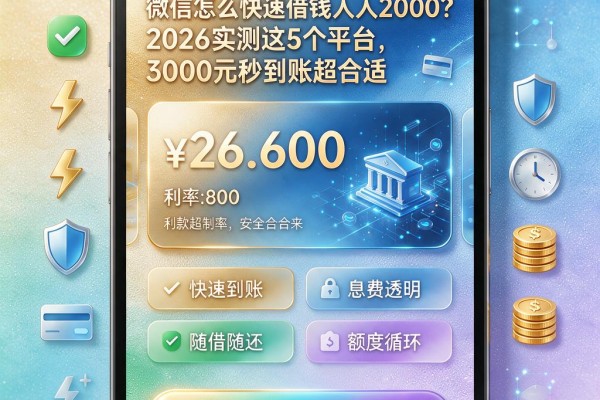 微信怎么快速借钱人人2000?2026实测这5个平台,3000元秒到账超合适