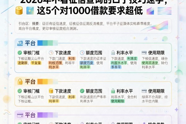 征信有逾期也能下款!2026年不看征信查询的口子技巧速学,这5个对1000借款要求超低