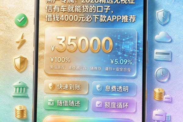 黑户专属!2026精选无视征信有车就能贷的口子,借钱4000元必下款APP推荐