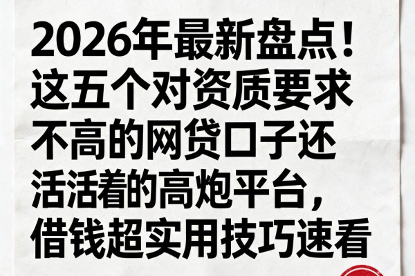 2026年最新盘点!这五个对资质要求不高的网贷口子还活着的高炮平台,借钱超实用技巧速看