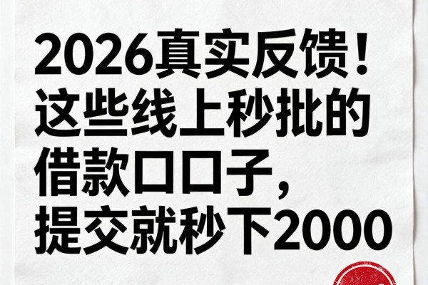 2026真实反馈!这些线上秒批的借款口子,提交就秒下2000