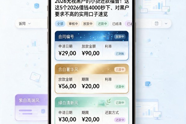 2026无视黑户的小贷还款福音!这5个2026借钱4000秒下、对黑户要求不高的实用口子速览