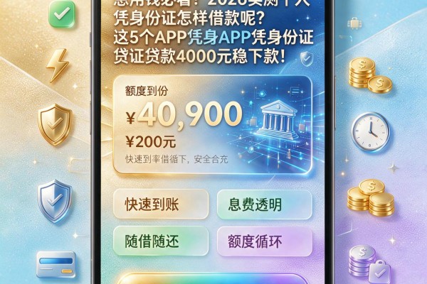 急用钱必看!2026实测个人凭身份证怎样借款呢?这5个APP凭身份证贷款4000元稳下款!