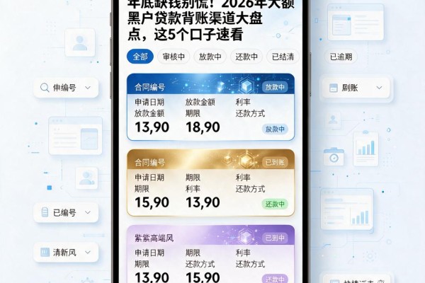 年底缺钱别慌!2026年大额黑户贷款背账渠道大盘点,这5个口子速看