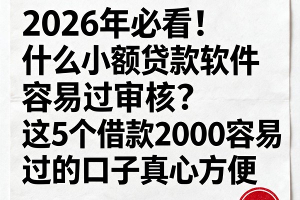 2026年必看!什么小额贷款软件容易过审核?这5个借款2000容易过的口子真心方便