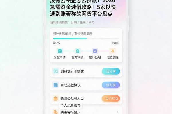 没有公积金怎么贷款？2026急需资金速借攻略：5家以快速到账著称的网贷平台盘点