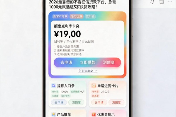 征信黑了、征信不好、征信烂透都不怕！2026最靠谱的不看征信贷款平台，急需1000元就选这5家快贷攻略！