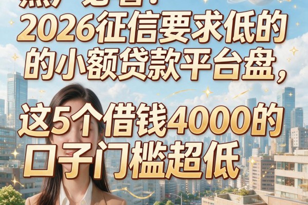 黑户必看!2026征信要求低的小额贷款平台盘点,这5个借钱4000的口子门槛超低