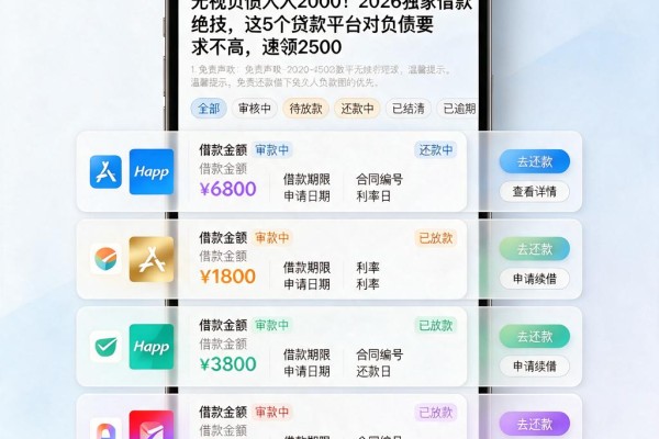 无视负债人人2000!2026独家借款绝技,这5个贷款平台对负债要求不高,速领2500