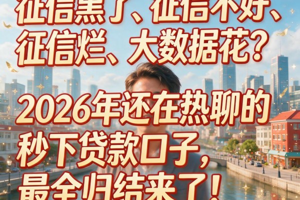 征信黑了、征信不好、征信烂、大数据花？2026年还在热聊的秒下贷款口子，最全归结来了！