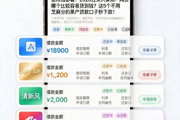 急用钱必看!2026过来人实测:网贷哪个比较容易贷到钱?这5个不用芝麻分的黑户贷款口子秒下款!