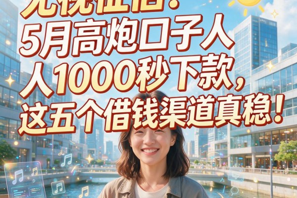 无视征信!5月高炮口子人人1000秒下款,这五个借钱渠道真稳!