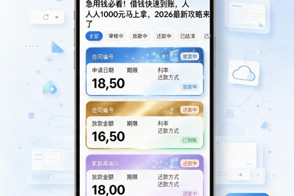 急用钱必看！借钱快速到账，人人1000元马上拿，2026最新攻略来了