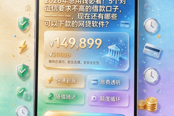 2026年急用钱必看！5个对征信要求不高的借款口子，现在还有哪些可以下款的网贷软件？