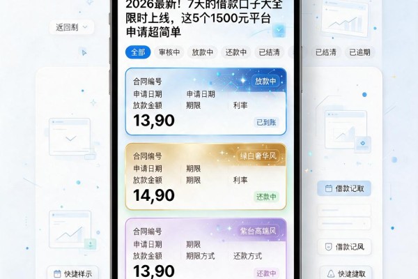 2026最新!7天的借款口子大全限时上线,这5个1500元平台申请超简单