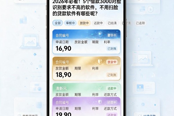 2026年必看!5个借款3000对脸识别要求不高的软件,不用扫脸的贷款软件有哪些呢?