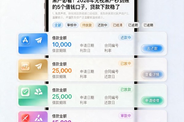 黑户必看！2026年无视黑户秒到账的5个借钱口子，贷款下款稳了