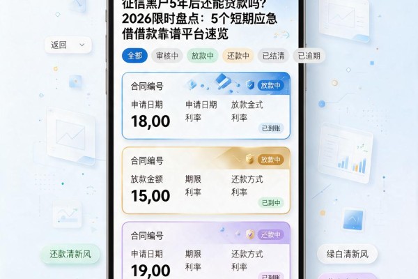 征信黑户5年后还能贷款吗？2026限时盘点：5个短期应急借款靠谱平台速览