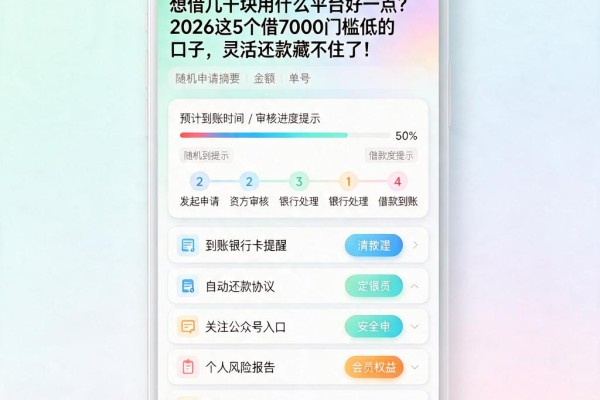 想借几千块用什么平台好一点？2026这5个借7000门槛低的口子，灵活还款藏不住了！
