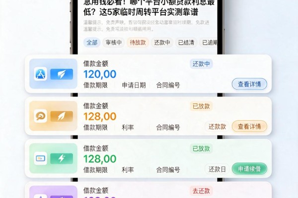 急用钱必看!哪个平台小额贷款利息最低?这5家临时周转平台实测靠谱