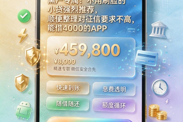 黑户专属！不用刷脸的小贷强烈推荐，顺便整理对征信要求不高、能借4000的APP